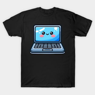 cute laptop smiling with happy feeling T-Shirt